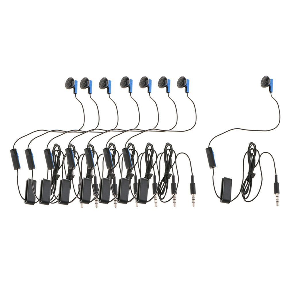 8Pieces Single Earphone 1.2m Length Earbud Earpiece for Sony PS4 Controller