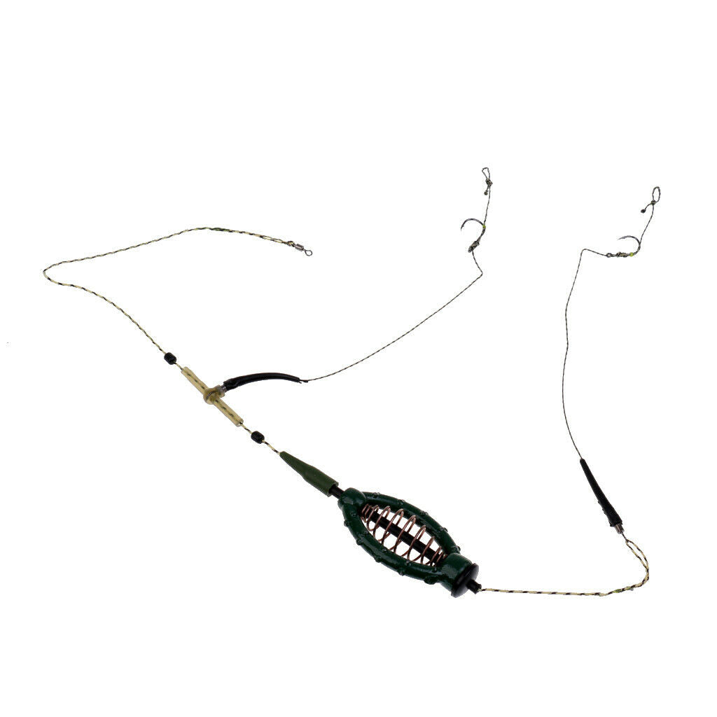 Carp Fishing Feeder Fishing Baits Cage Hook Rig Set Lead Sinker Tackle 60g