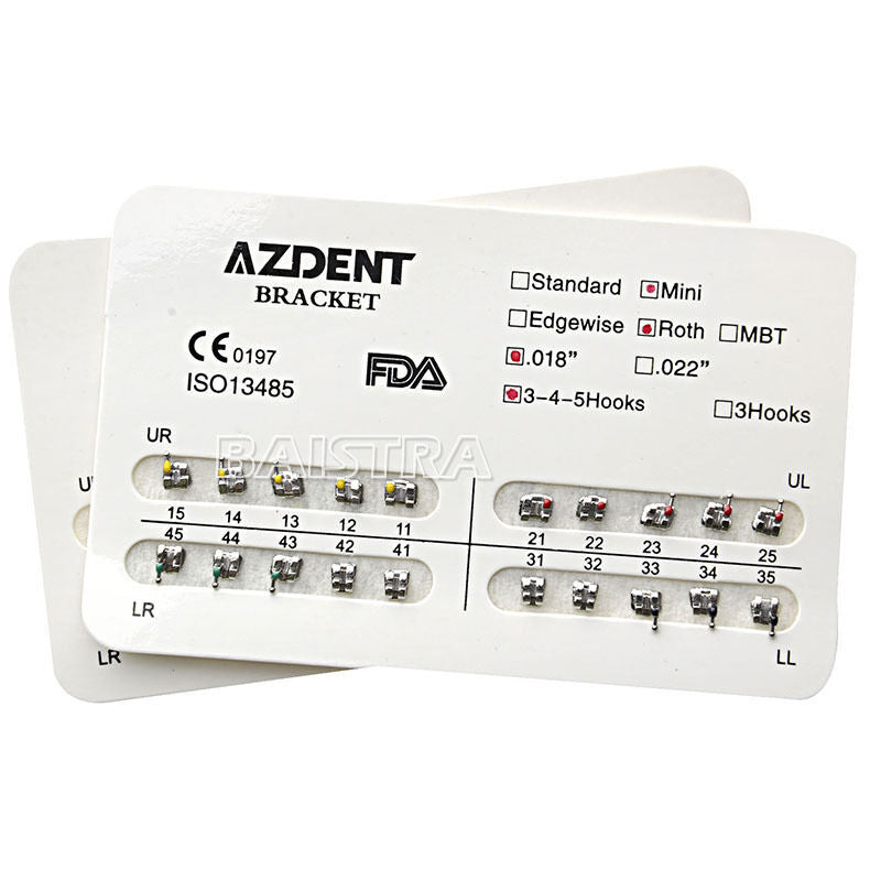 30 X Dental Orthodontic Brackets Braces Metal Mini Roth.018 3 4 5 Hooks AZDENT