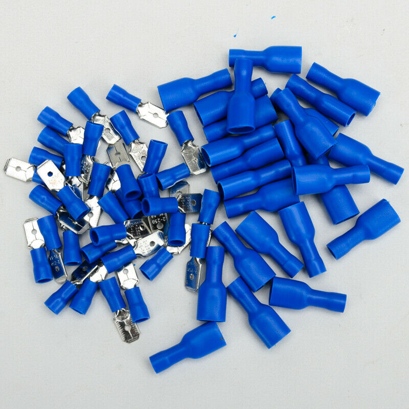 100Pcs Male & Female Insulated Spade Wire Crimp Terminal Cable Connector Kit