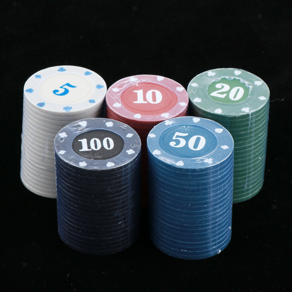 100 Poker Chips Set - Plastic Casino Chips for Playing Game, Texas Holdâ€™Em,