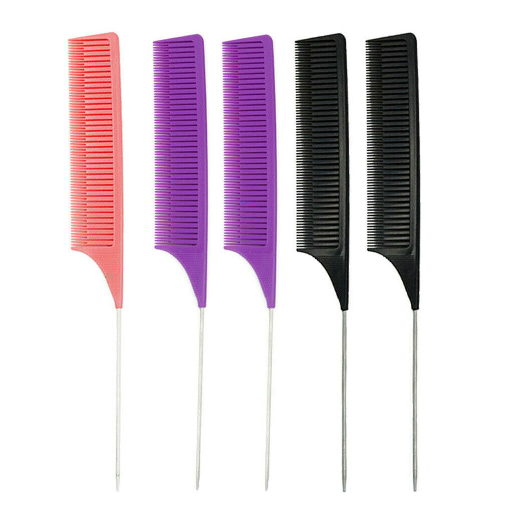 5x Barber ABS Plastic Fine Weaving Highlighting Foiling Hair Comb Styling