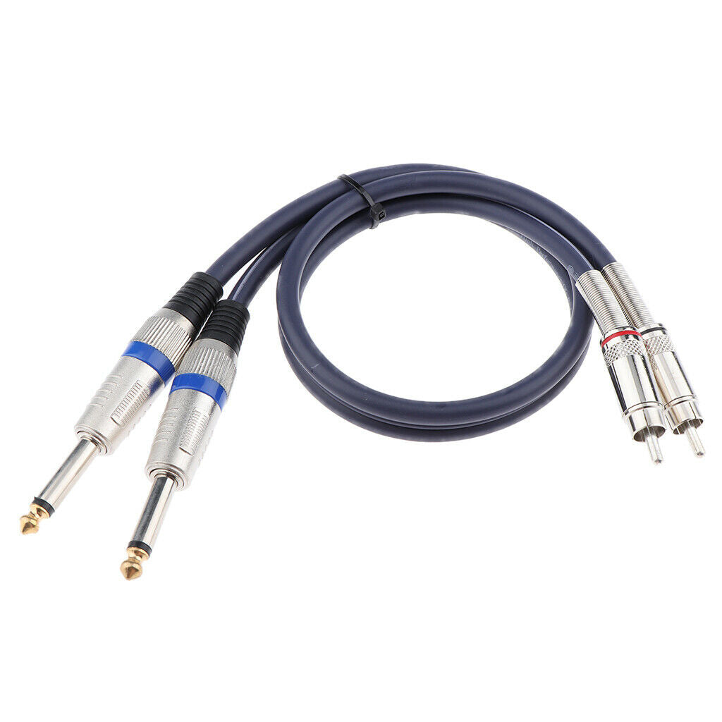 Dual Mono Male 1/4 inch (TS 6.35mm  ) to Dual RCA Male Plug Audio Cable, 2 x