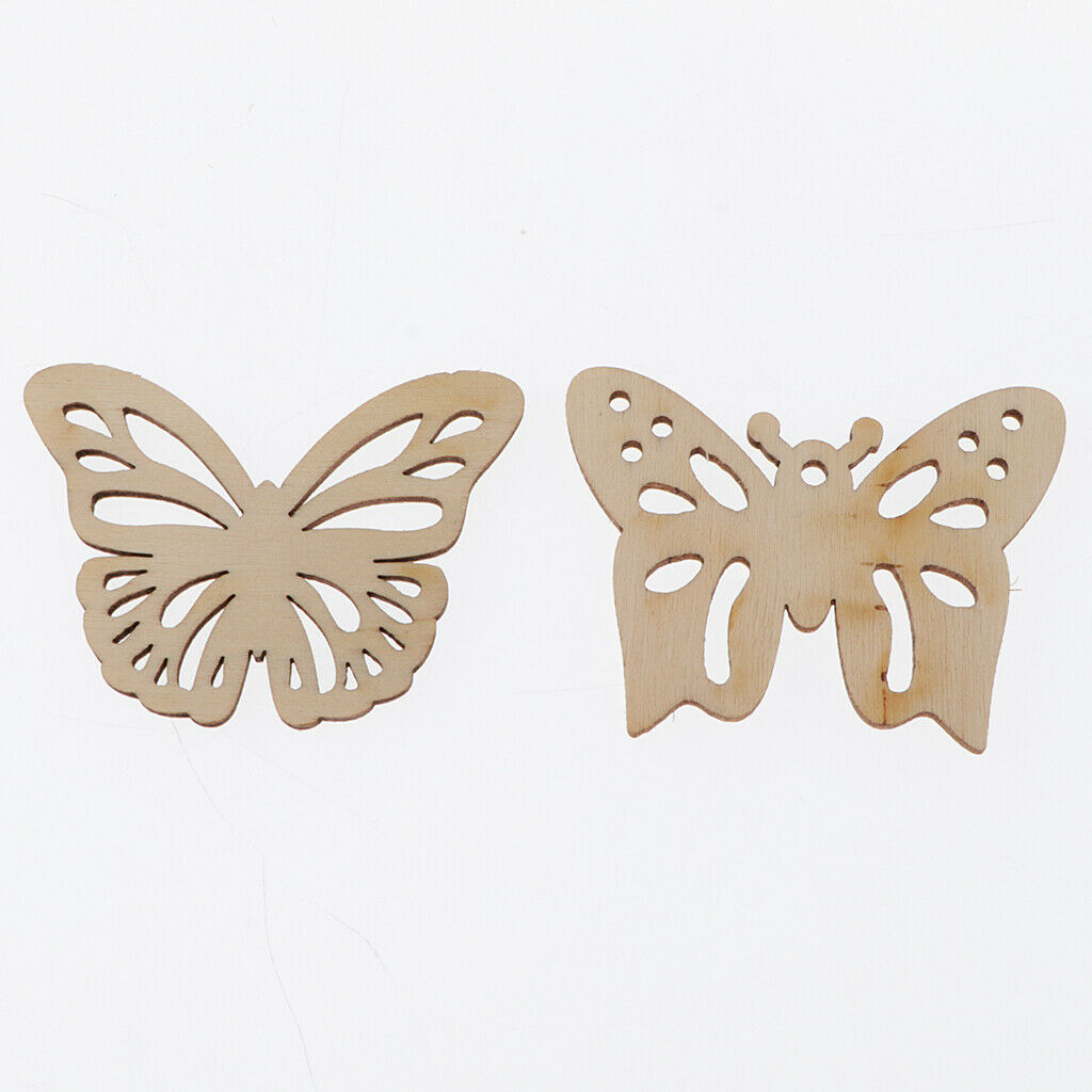 10x/Pack Wooden Buttefly Shape Crafts Embellishments for Wood Hanging Decor