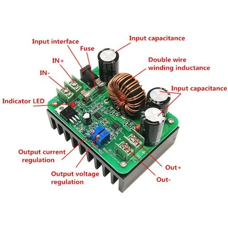 600W High Power DC to DC Boost Converter DC 12-60V to 12-80V Boost Module BoarD1