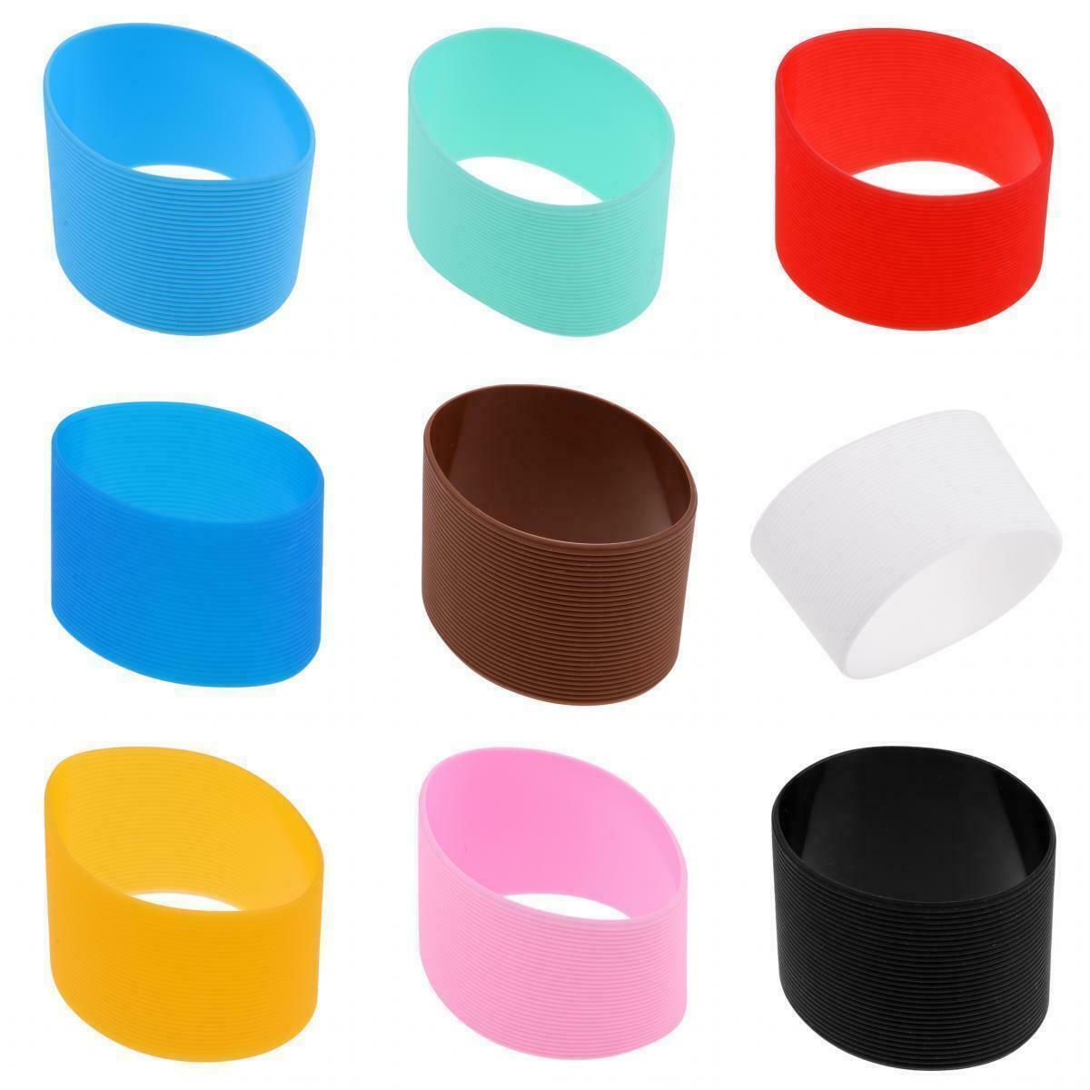 Prettyia 9Pcs Outdoor Silicone Round Non-slip Water Bottle Mug Cup Sleeve