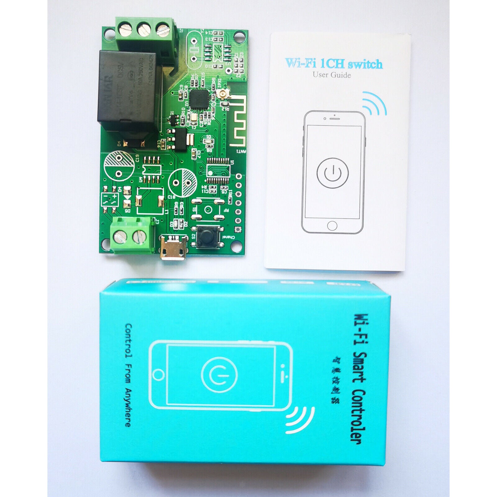 Self-lock Smart WiFi Wireless Switch Relay Module 5V-12V Voice APP Control