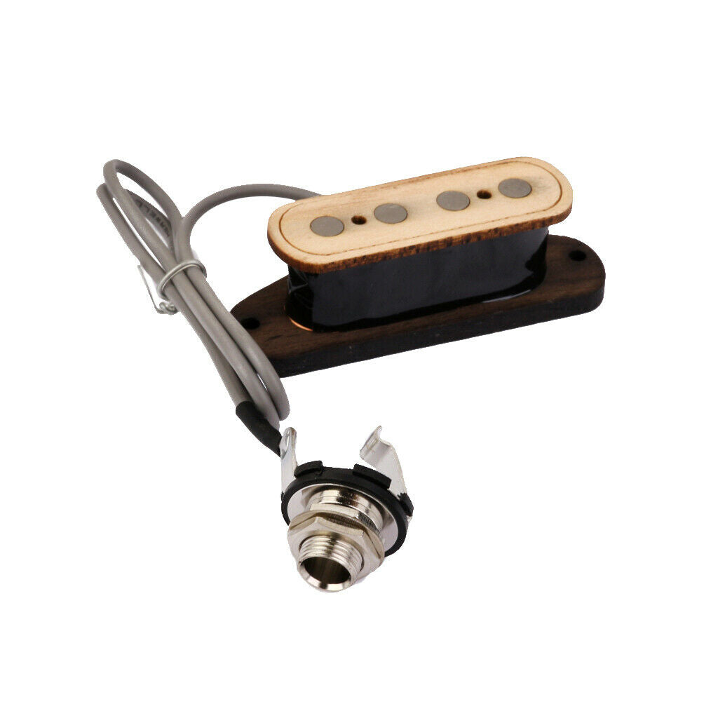 4 String Cigar Box Guitar Pickup with Input   Wood Bobbin Guitar Parts