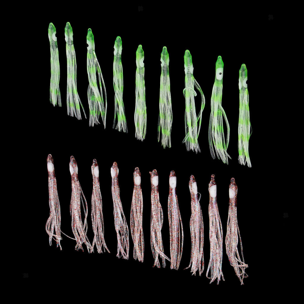 30pcs High Simulation Squid Skirts Lures Saltwater Trolling Fishing Lure