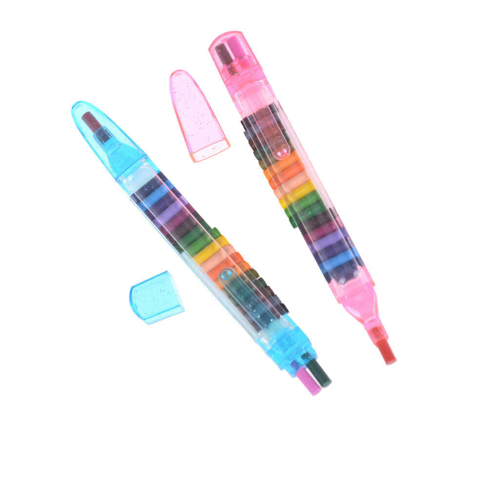 2Pcs Children Crayon Multicolor Nontoxic Washable Safety Pen Kids Drawing.l8