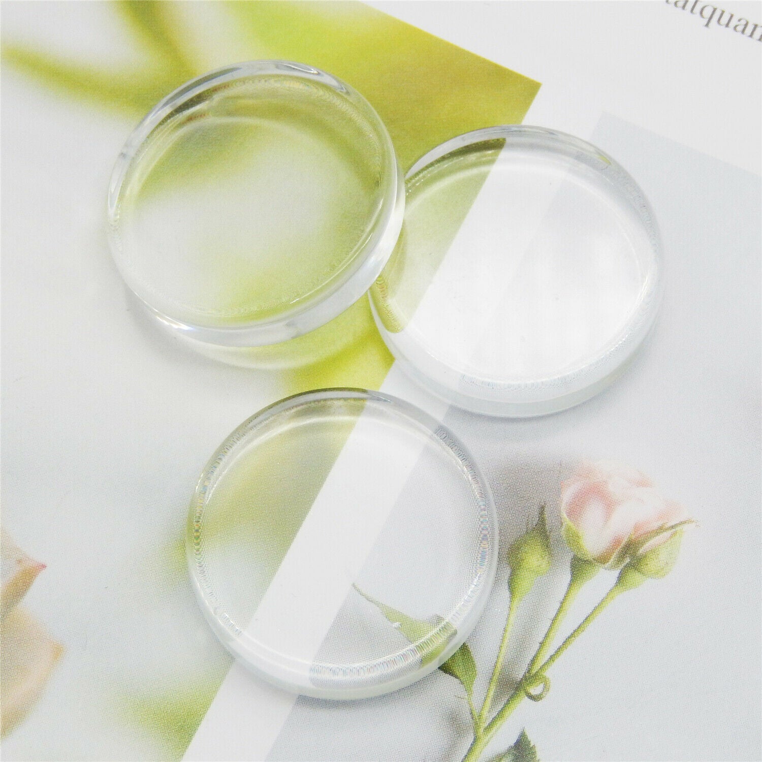 10pcs Round Glass Cabochons Clear Flat Time Gems Jewelry Making Art Craft 25*6mm