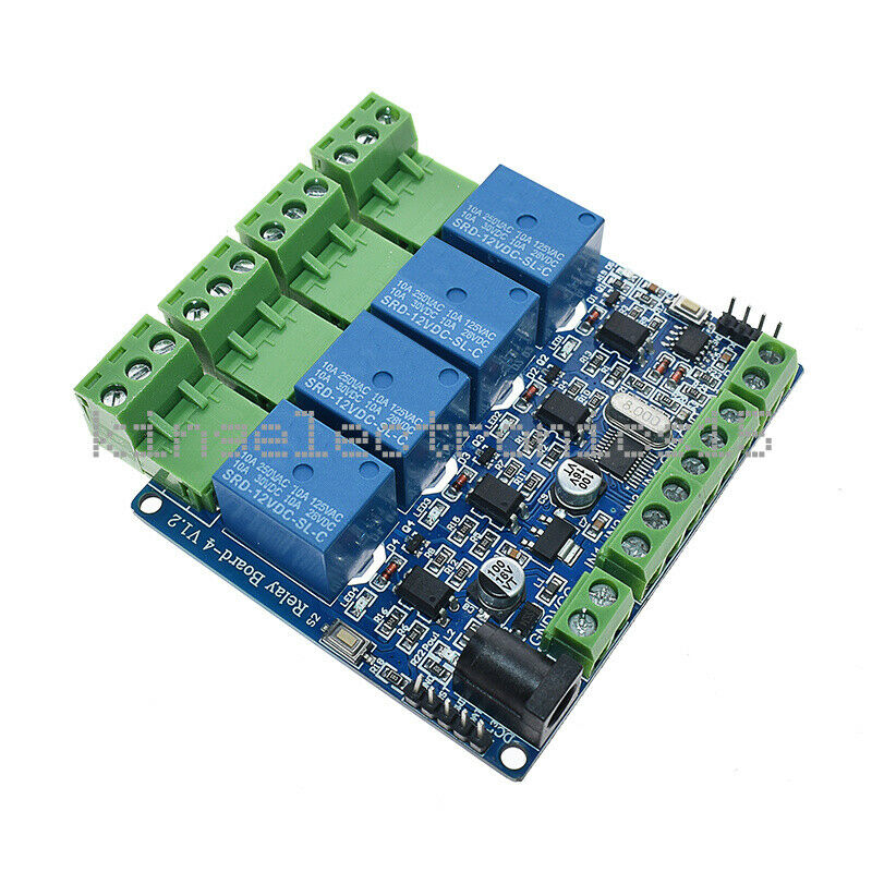 1X 12V Modbus RTU 4 Way Relay Module STM8S103 4 Road Input 485 Communication