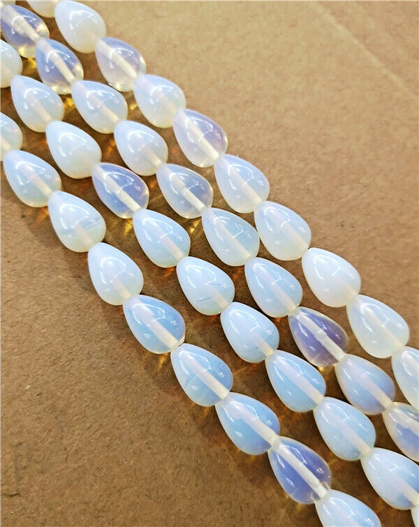 1 Strand 14x10mm White Opal Teardrop Spacer Loose Beads 15.5inch HH7852