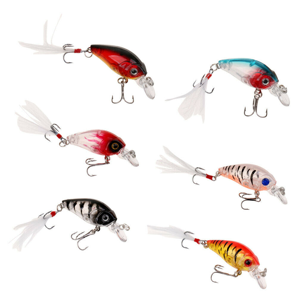 6 Pieces Fishing Lure Bait Crankbait Shallow Diving Hook Multicolor Plastic Lure
