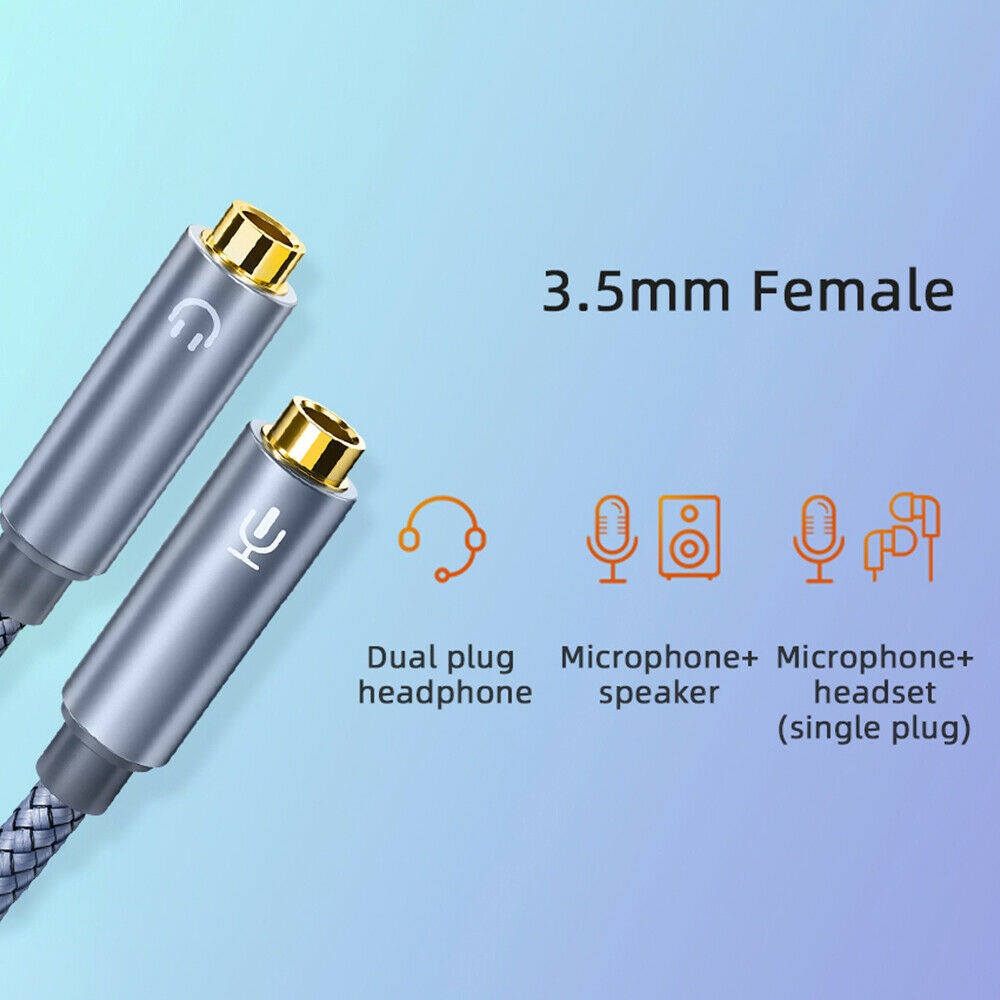Essager 3.5mm Jack Audio Splitter Headphone Extension Adapter Cord for Phone LIN