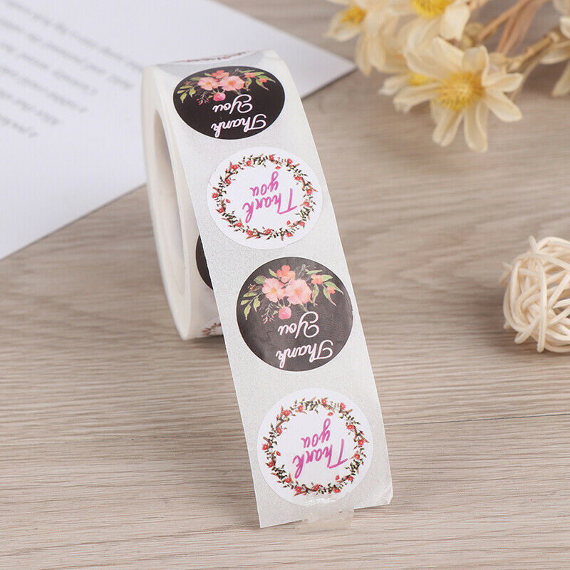 500Pcs/roll Floral Thank You Stickers seal label scrapbooking Xmas New Year G DD
