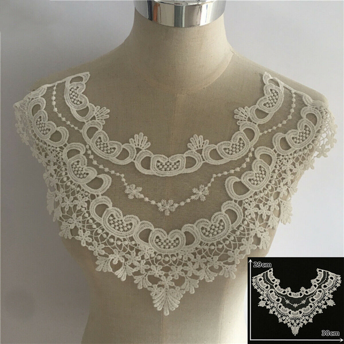 Embroidered Flower Collar Applique Lace Trim Neckline Sewing Patch Fabric DIY
