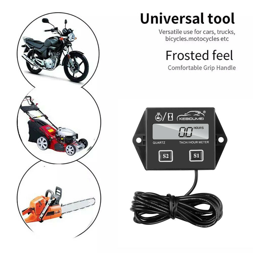 Tach Hour Meter Tachometer Gauge Engine RPM LCD Display For Motorcycle Motor