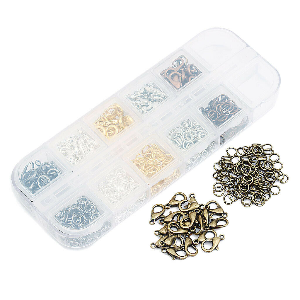 90x 12mm Lobster Clasp Hooks&100x 5mm Jump Rings For Necklace&bracelet Chain
