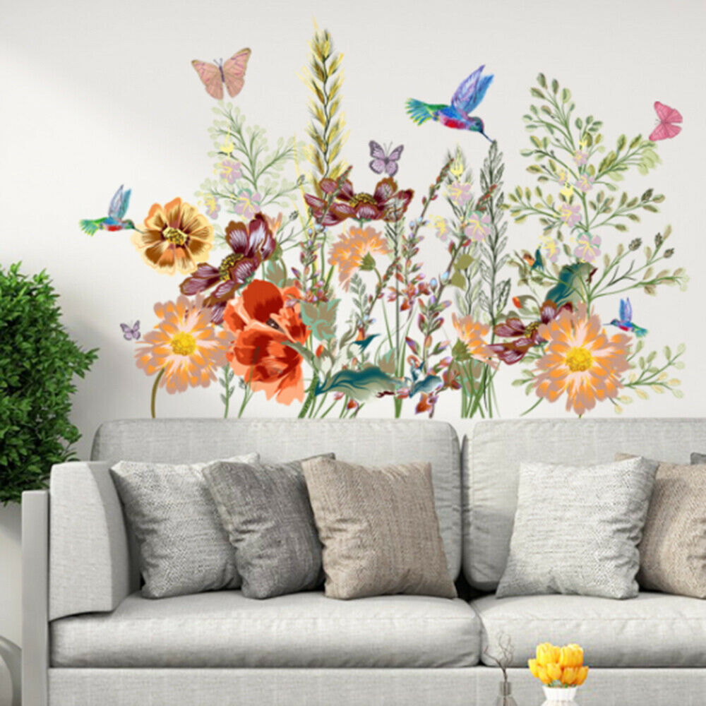Butterfly Flowers Wall Stickers Kingfisher Living Room Bedroom Wall Decals Decor