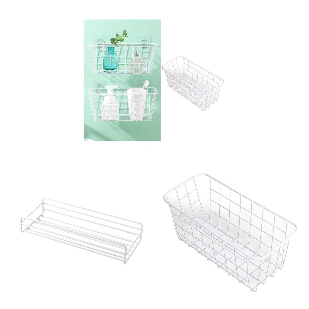 2Pieces Metal Wire Iron Bathroom Towels Basket Storage Shelf For Kitchen