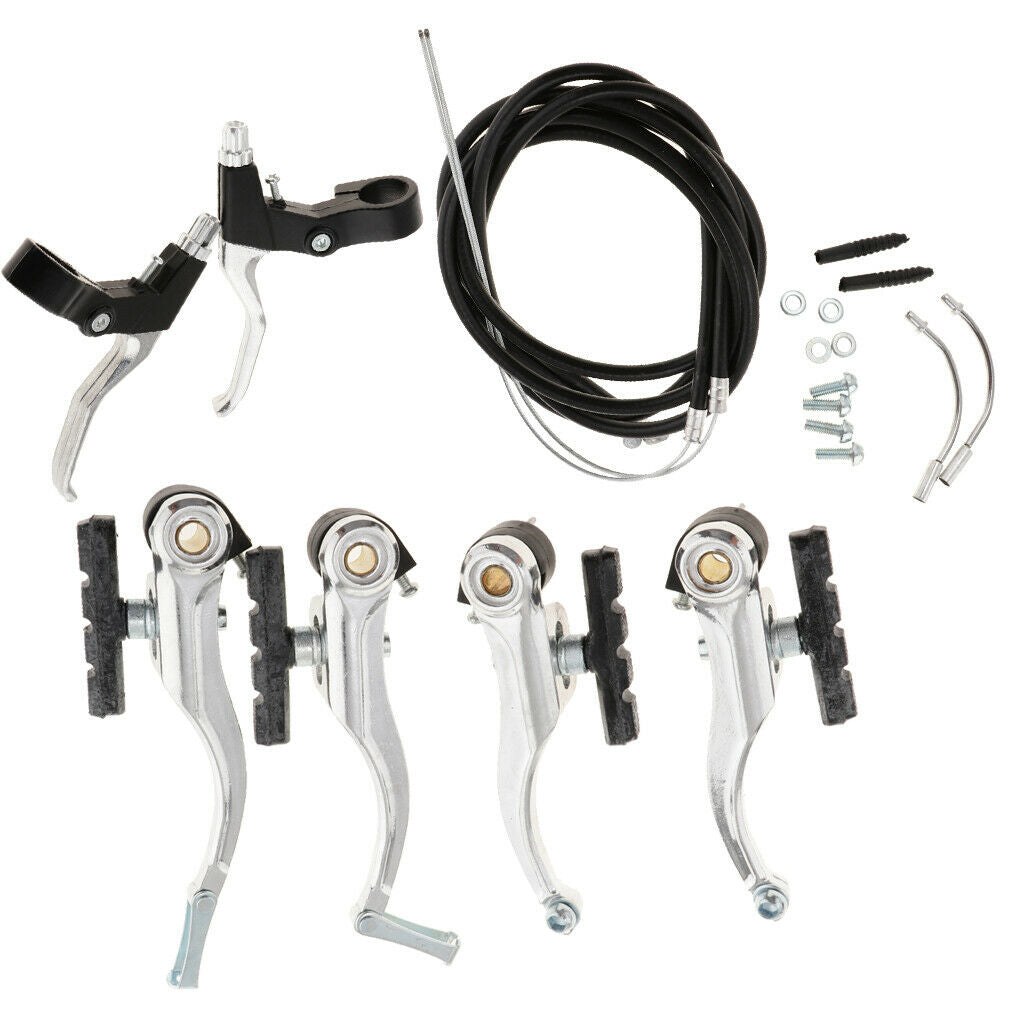 Aluminum Alloy Bike Bicycle V Brake Caliper Brakes Lever Kit Set Replacement