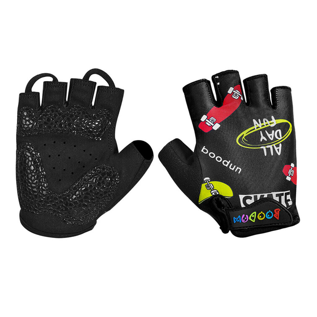 1 Pair Outdoor Riding Sports Fitness Short Finger Children Half Gloves D-L