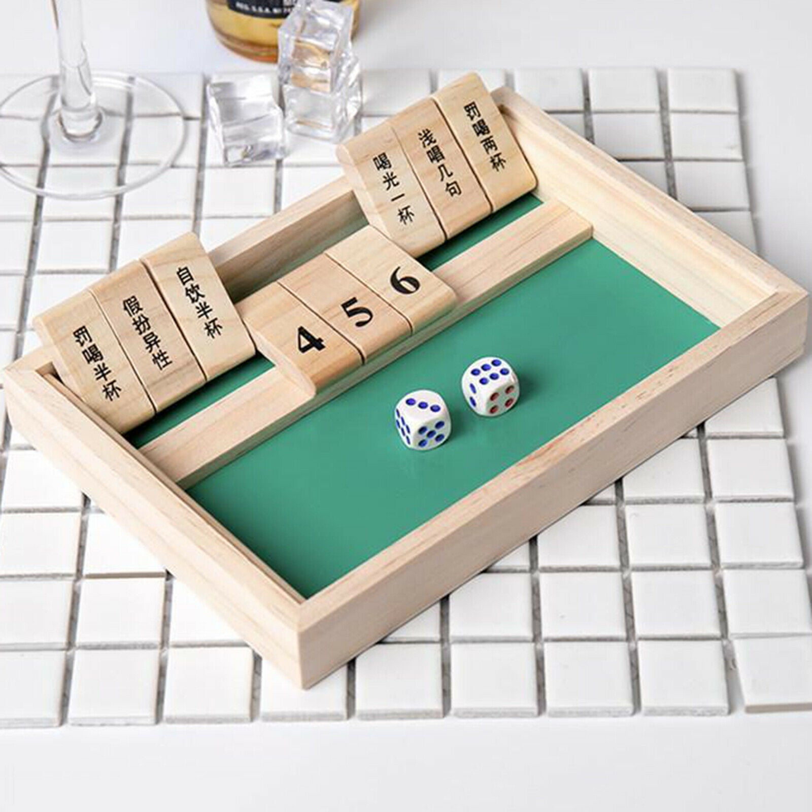 9 Numbers Wooden Shut The Box Board Game with Dices Set for Home Friends Kids