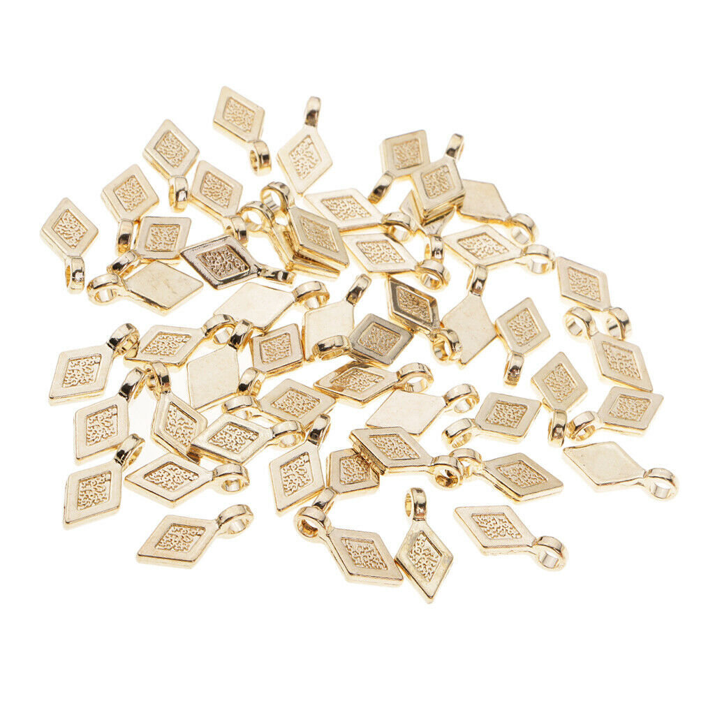 50pcs alloy rhombus bail charms pendants DIY jewelry making findings Craft