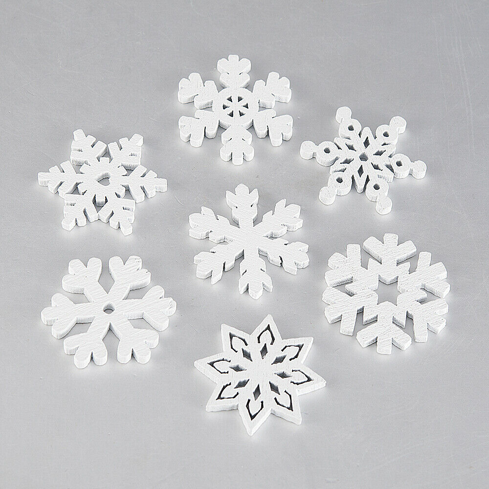 20pcs MINI Wood Snowflakes Hanging Pendant Christmas Tree Ornaments Decoration