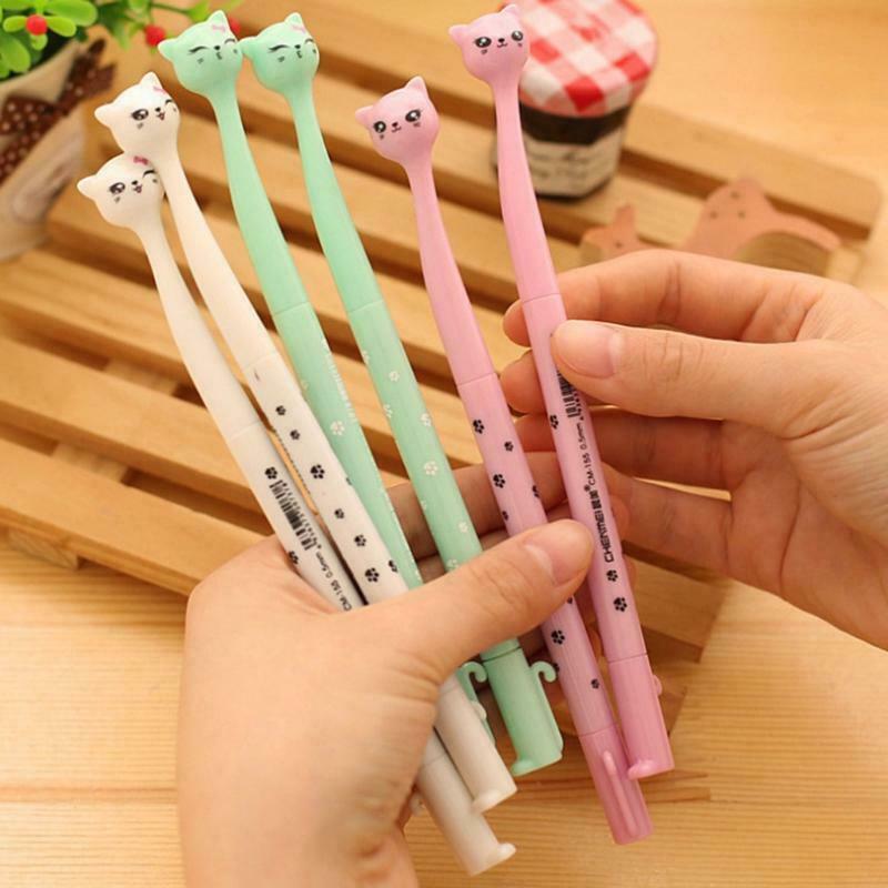 Multicolor Cat Black Gel Pen for Office School Children Kid Stationery Supply