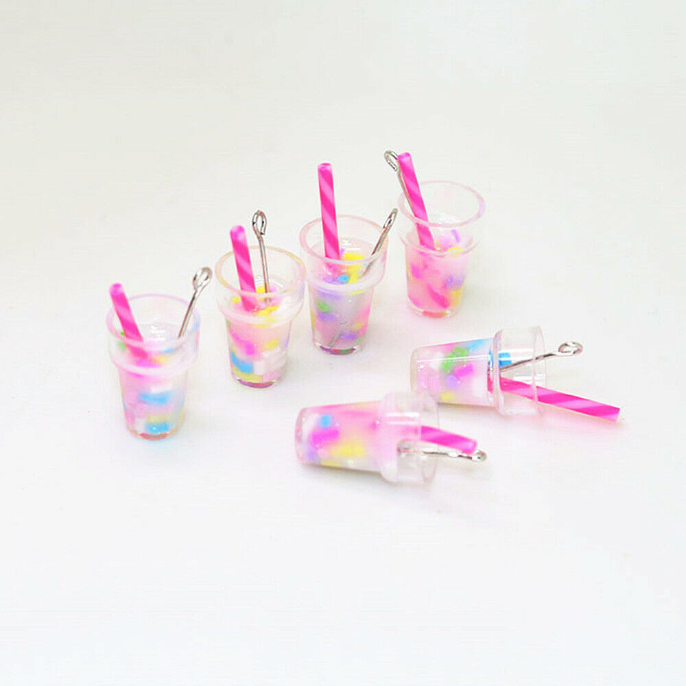 10Pcs Mini Milk Tea Charms DIY Epoxy Earrings Pendants Jewelry Craft Making Tool