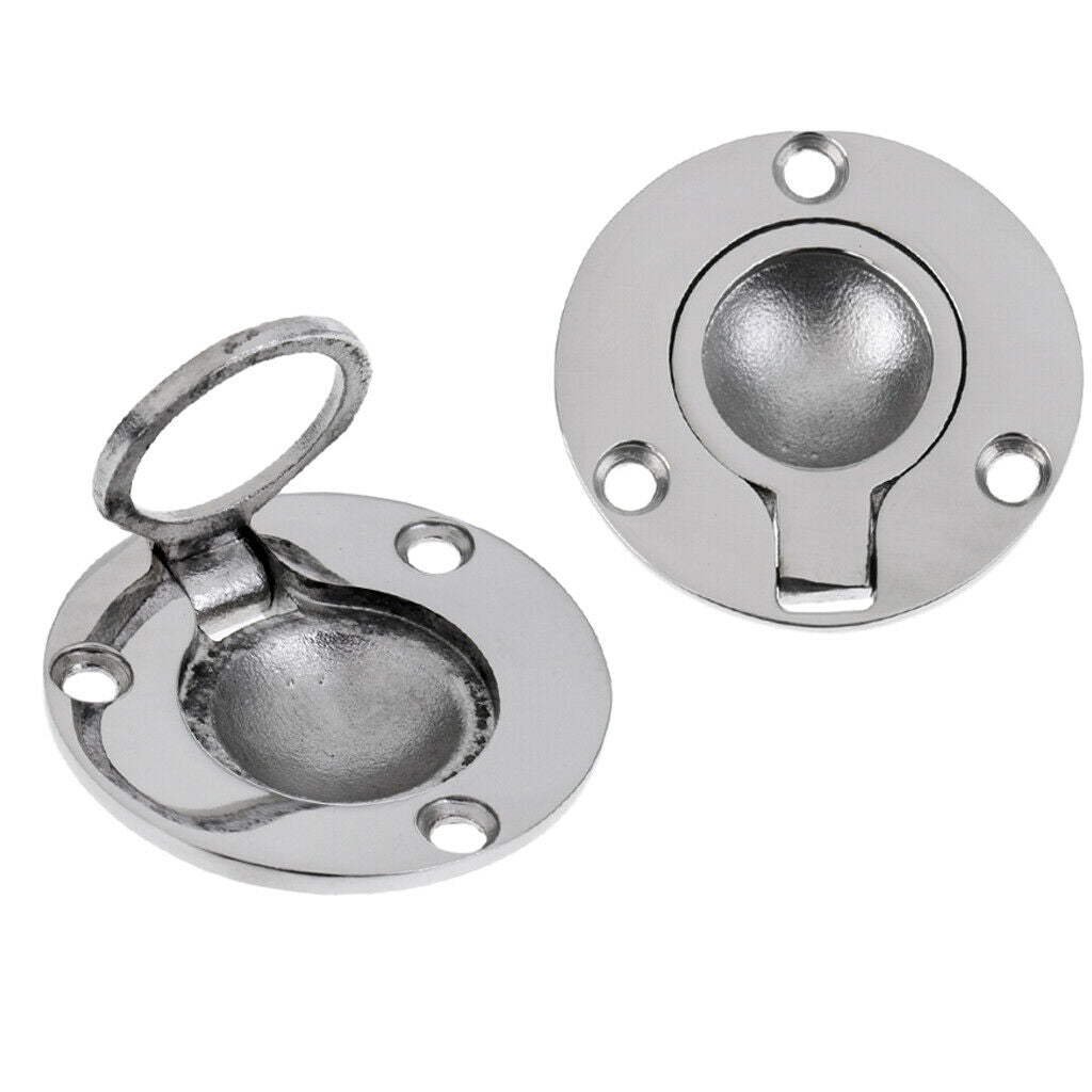 6 Pieces Boat Marine Stainless Steel Round Flush Lift Ring Hatch Pull 49mm