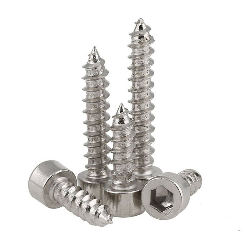 40Pcs M2 Hex Socket Cap Self Tapping Screws Kit-Grade 8 Ni-Plated | L5~10mm