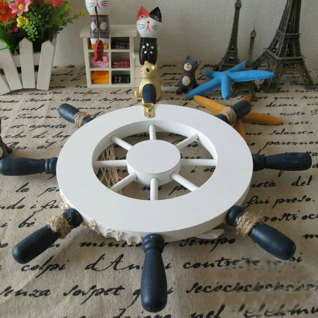12.6" Wooden Rudder Sea Beach Nautical Style Wall Ornament Hanging Decor