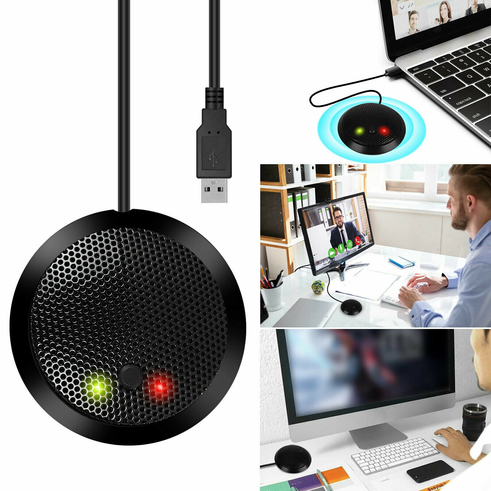 USB 360 Pickup Microphone Conference for Recording, Video Meeting, Gaming, Skype