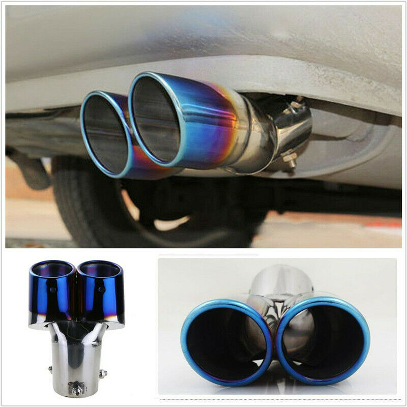 2.5'' Stainless Steel Car Rear Exhaust Tip Tail Pipe Muffler Tip Bright Blue
