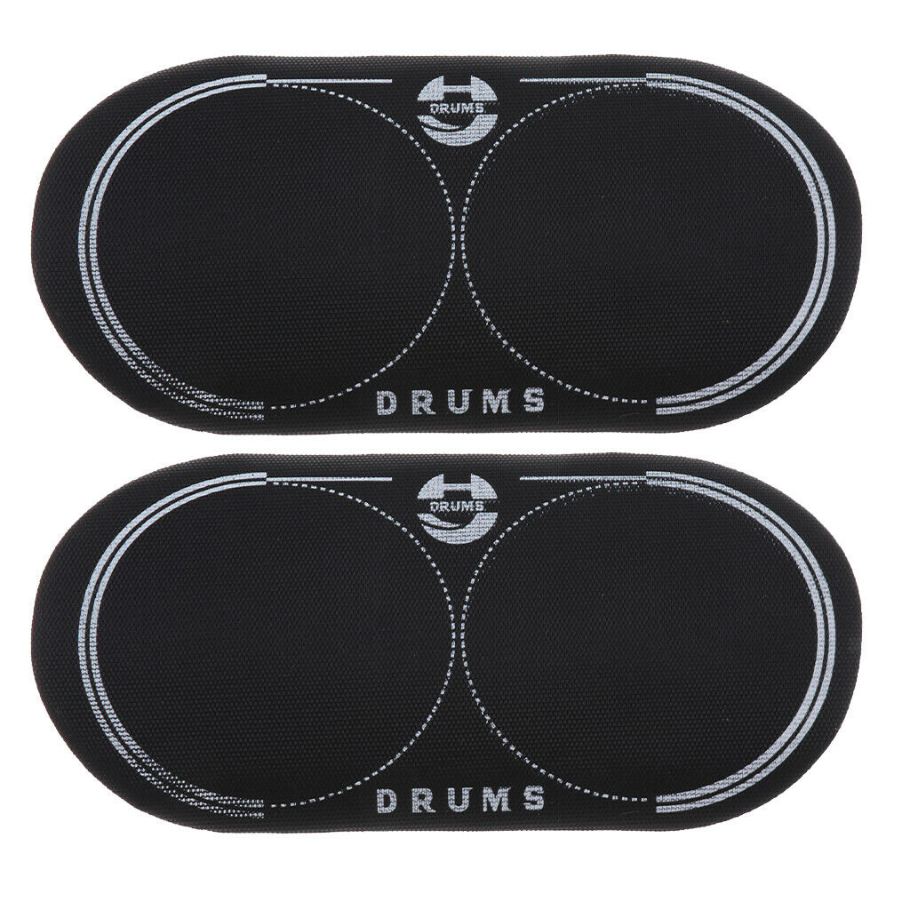 Durable 2x PET Double Drumheads Impact Patches Kick Pads 12.8x6.5cm Black