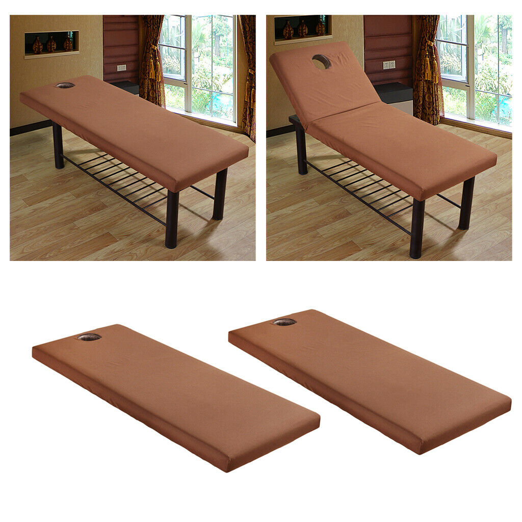 Pack 2 Beauty Salon Massage Table Cover Spa Bed Fitted Sheet 70x190cm Coffee