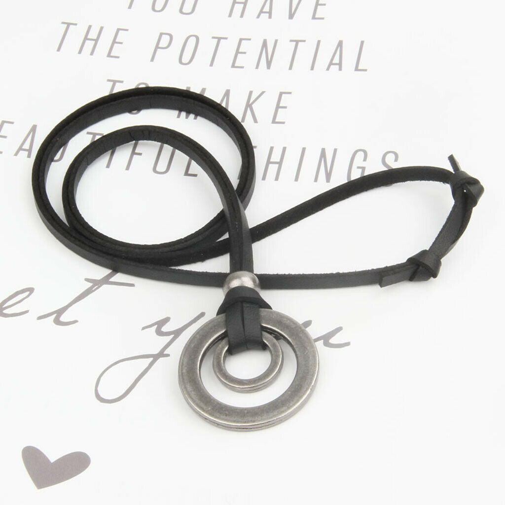 Retro Necklace with Alloy Ring Pendant Charm Novelty Jewelry Accessory Stainless