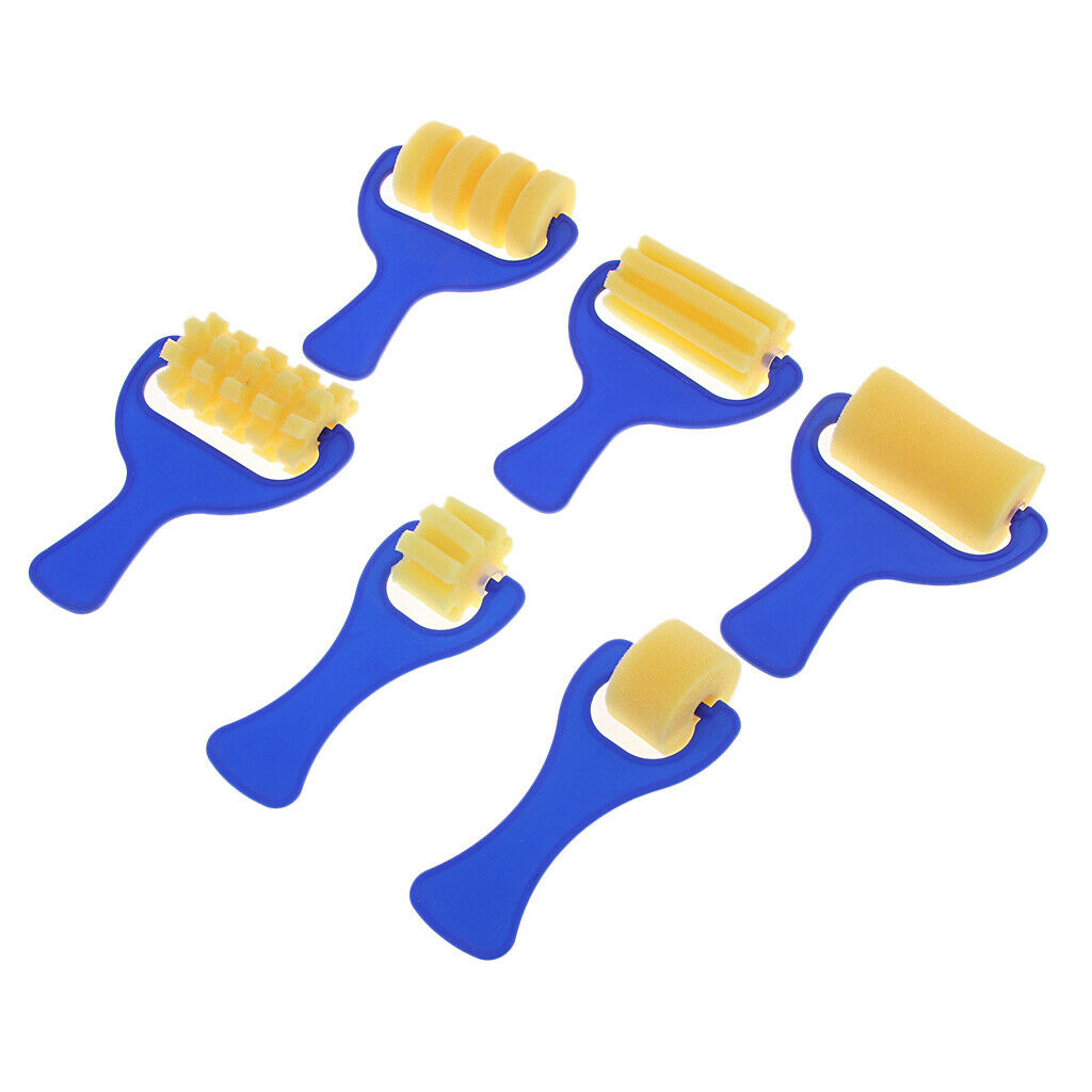 6x Kids Sponge Paint Roller Brush Foam Brushes Kits