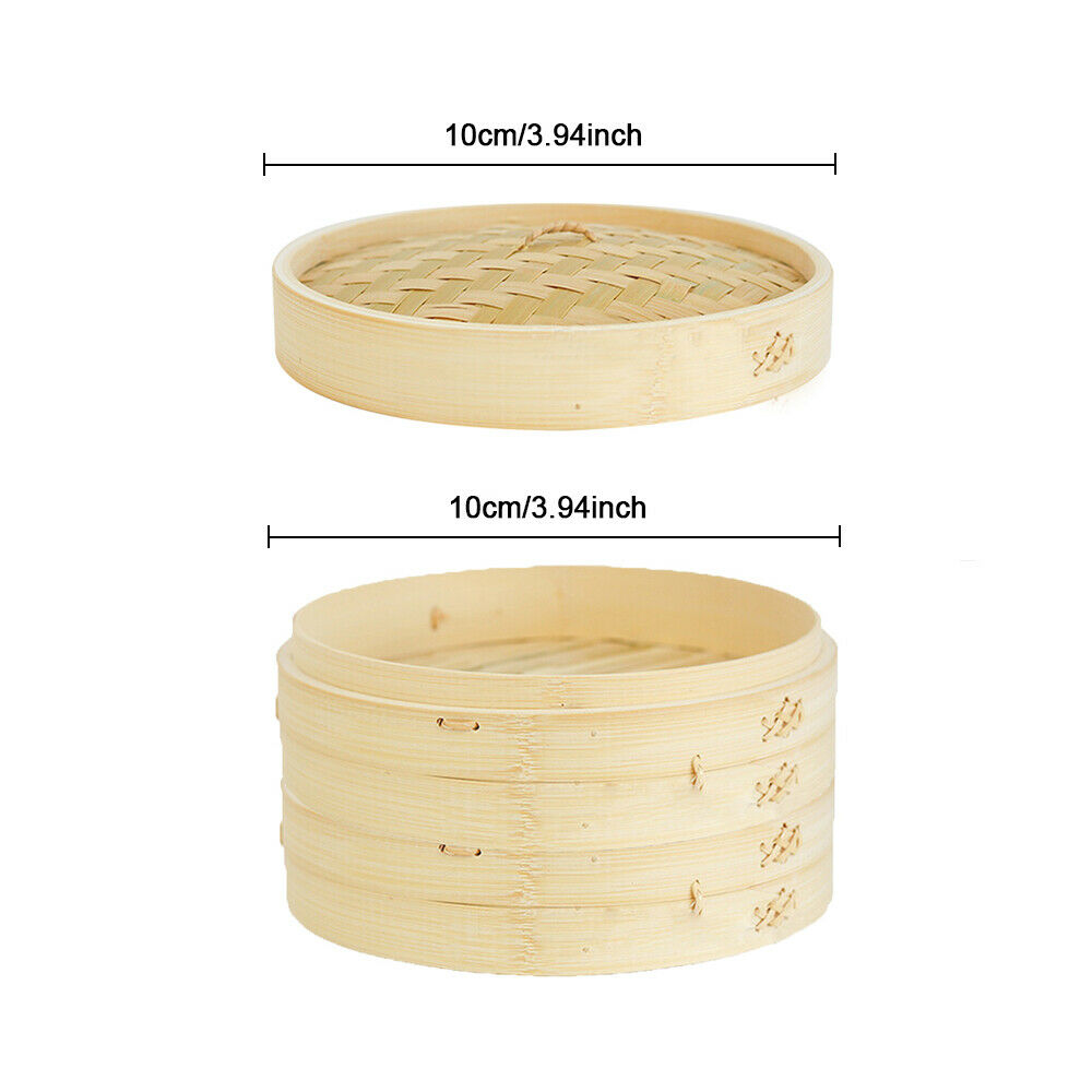 Bamboo Food Steamer Basket Case 4 Tier with Lid 3.9" Steamer Hand Woven