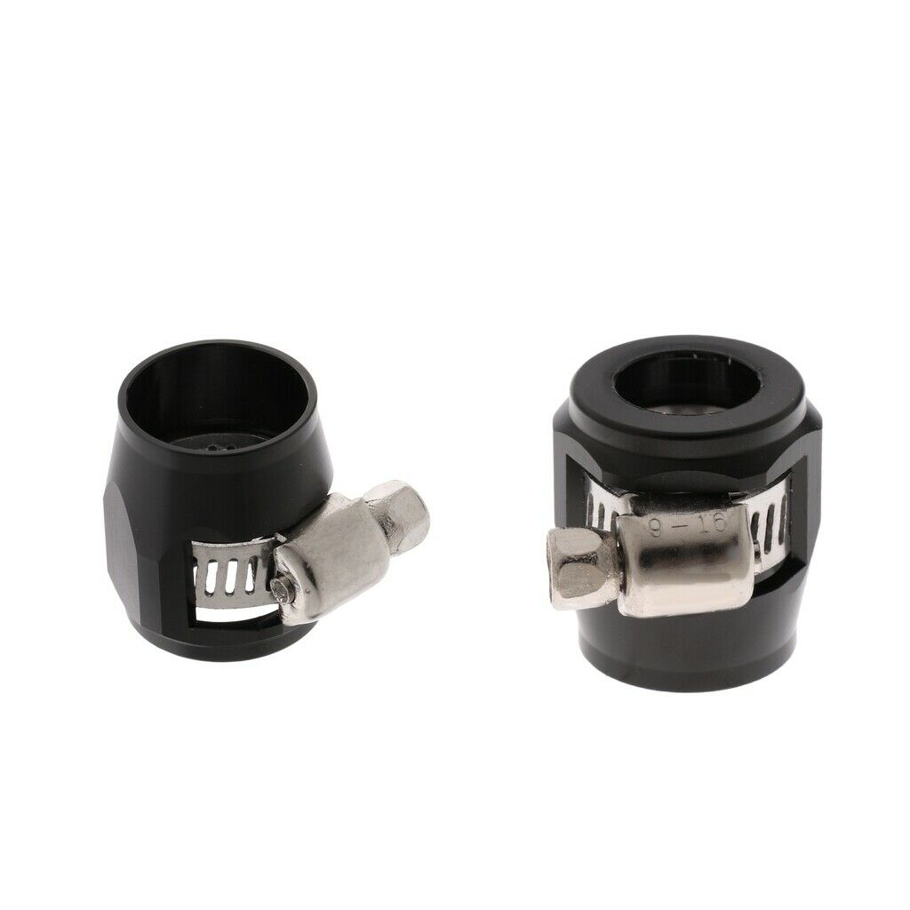 2X AN8 Car Fuel Oil Water Hose Pipe End Finisher Clamp Clip Aluminium Black