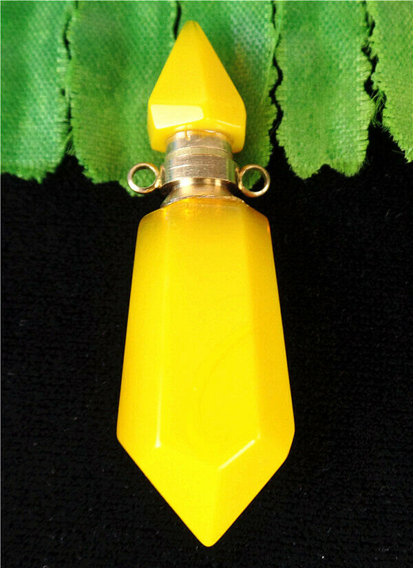 45x13mm Yellow Compound Glass Facet Six Angle Perfume Bottle Pendant HL79589