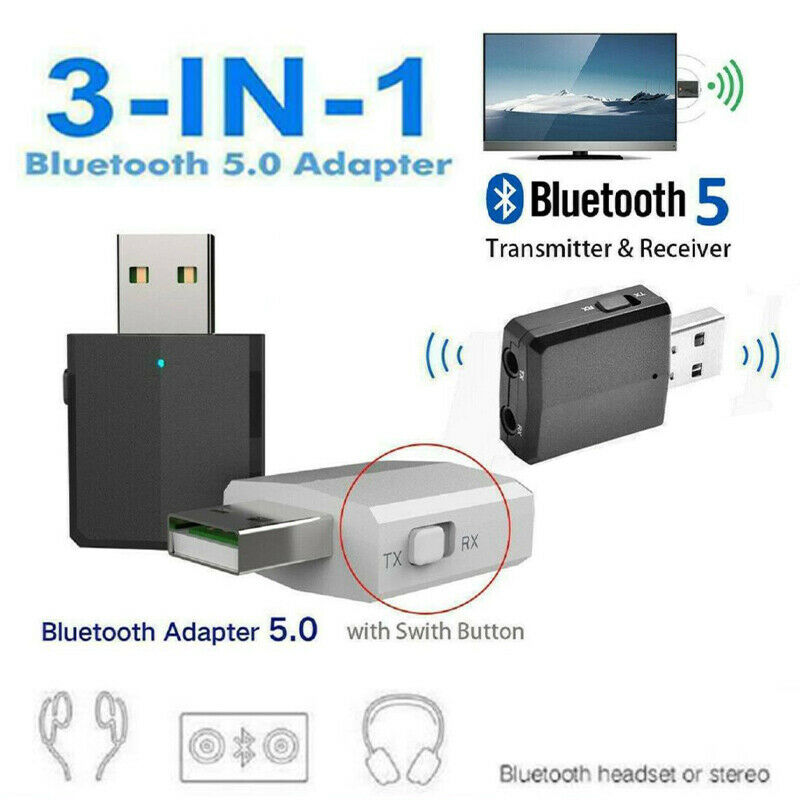 3 In 1 USB Bluetooth 5.0 Audio Transmitter/Receiver Adapter For TV PC Hea.l8