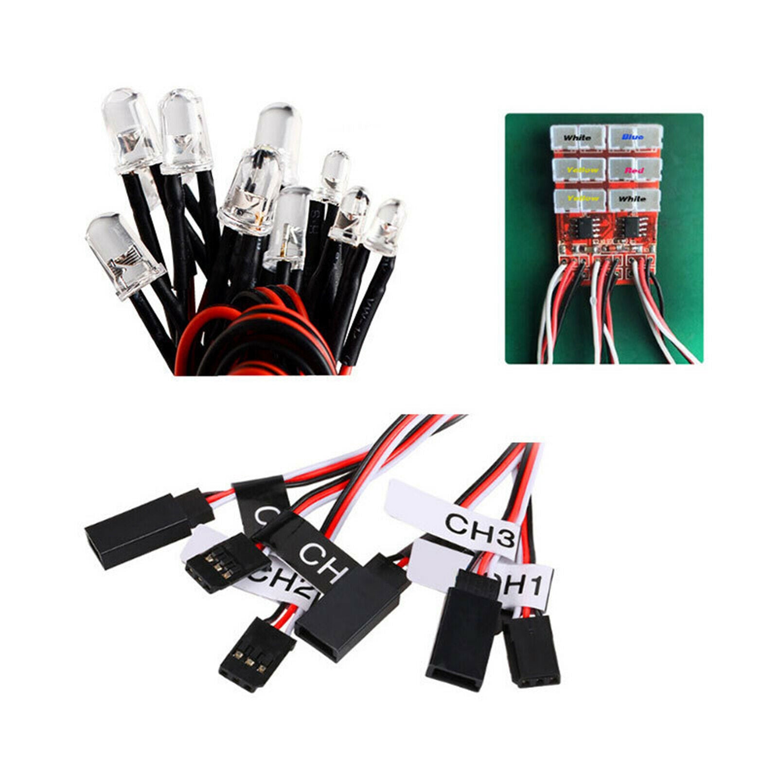 For TAMIYA 1/8 1/10 RC Truck 12 LED Lights Steering Brake System Lighting Kit