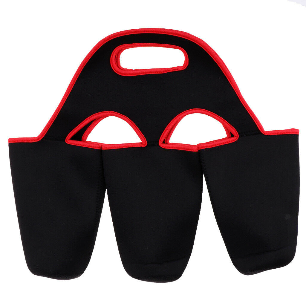 Insulated Water Bottle Holder Bag Sleeve for 3 Pack Bottle Black Red