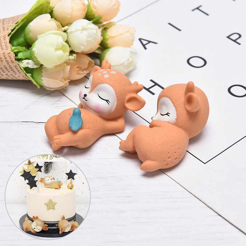 1Pair Cute Sleeping Deer DIY Chocolate Fondant Cake Decoration Tools Cake.l8