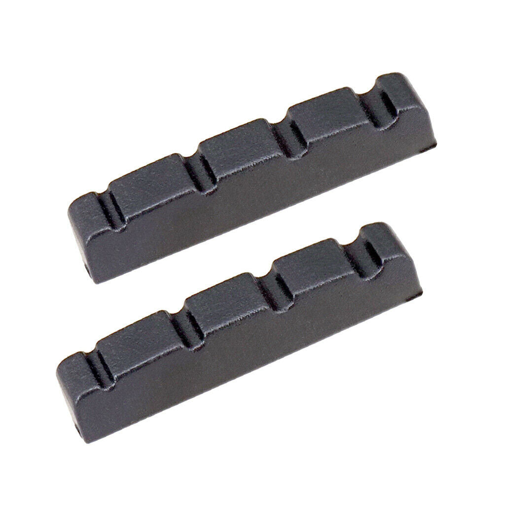 2 Pcs String Slotted Nuts for 4 String Electric Bass Guitar Accessory Black