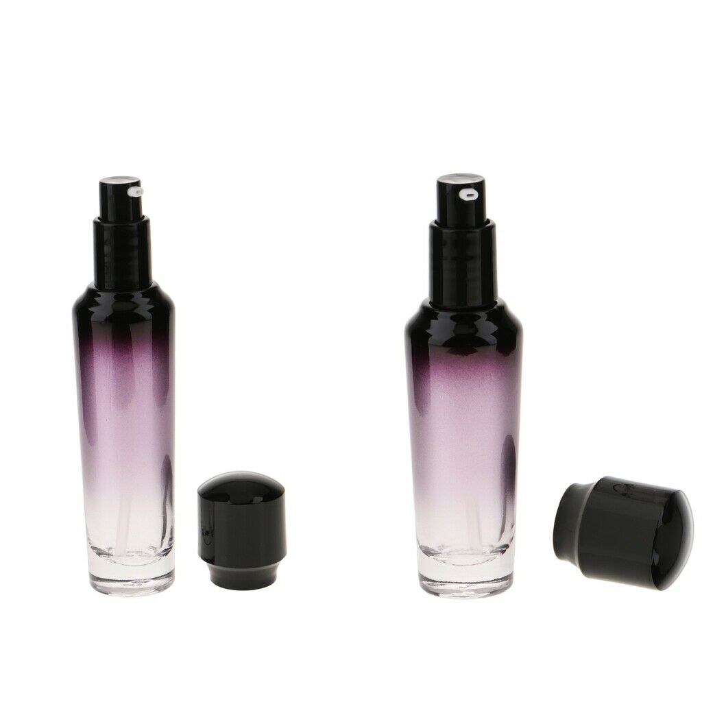 2x Travel Empty Glass Pump Spray Bottle Makeup Lotion Gel Container 35/55ml